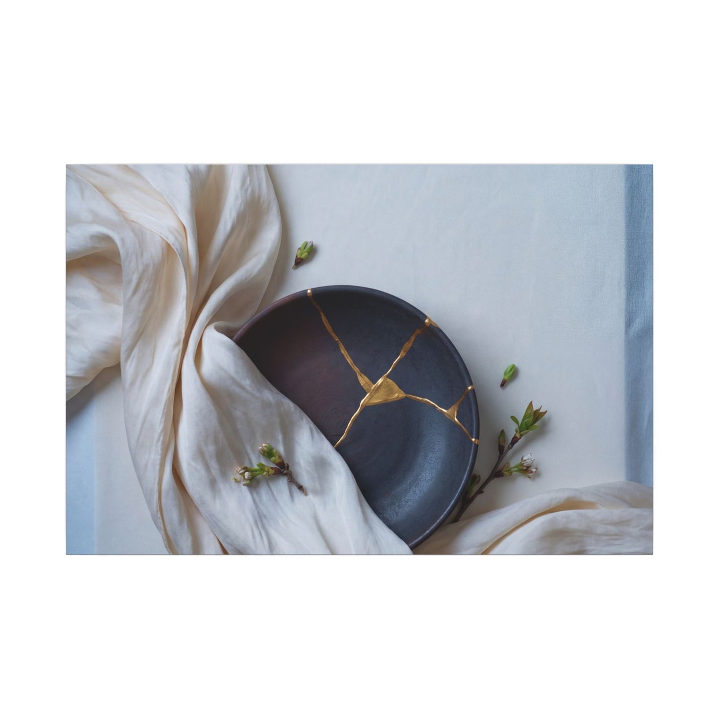 Ma Silk Drape Canvas Art - Kintsugi Gold Repair