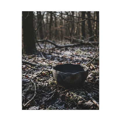 Dappled Ceramic Bowl Canvas Art - Dark Japandi Kanso