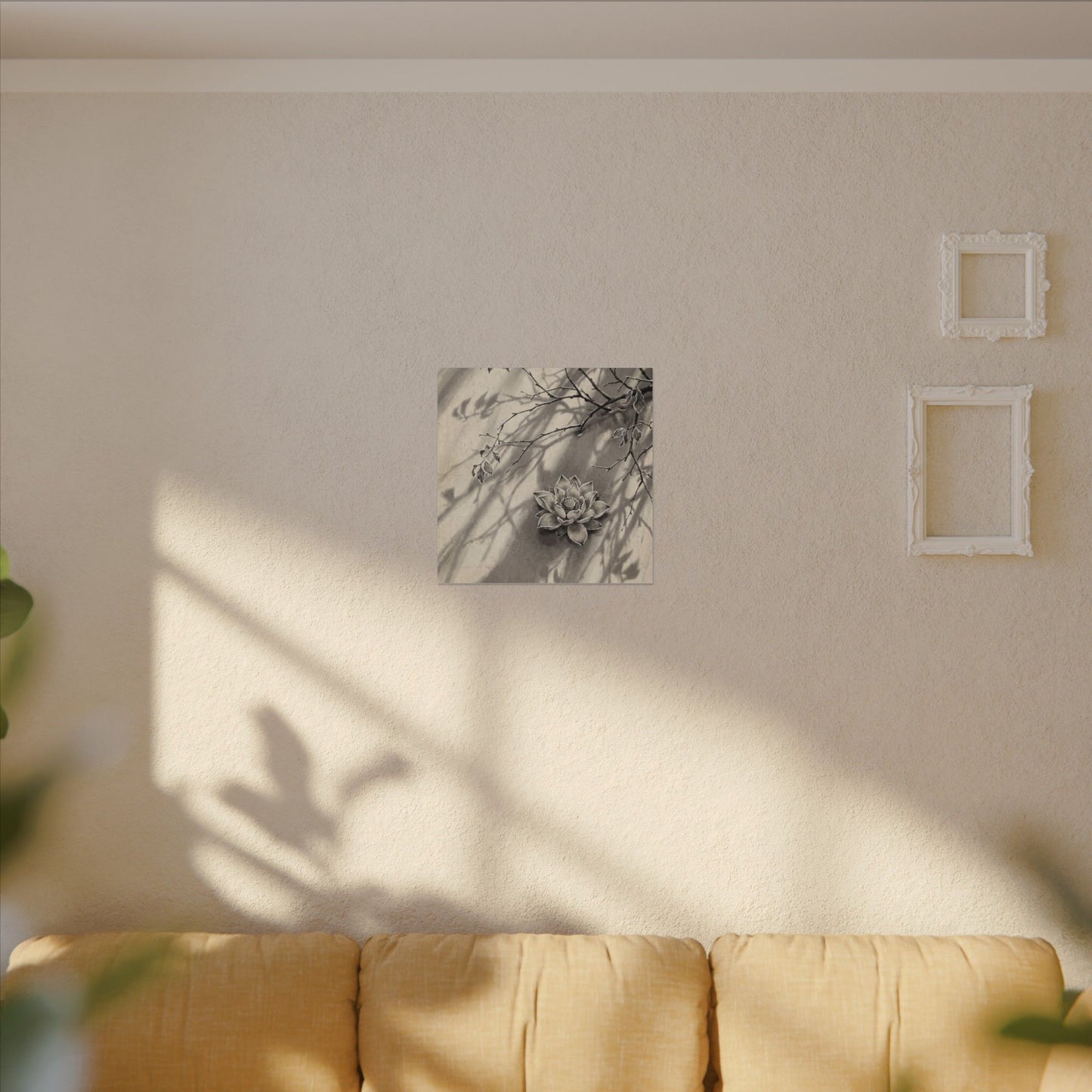 Winter Lotus Flower Sumi E Canvas Art | Contemplative Decor