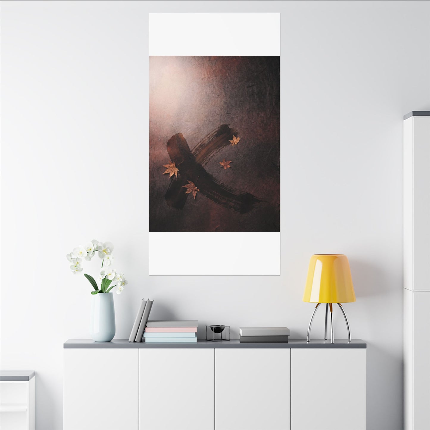 Moody Ink Brushstroke Canvas Art - Moody Minimal Dark Japandi