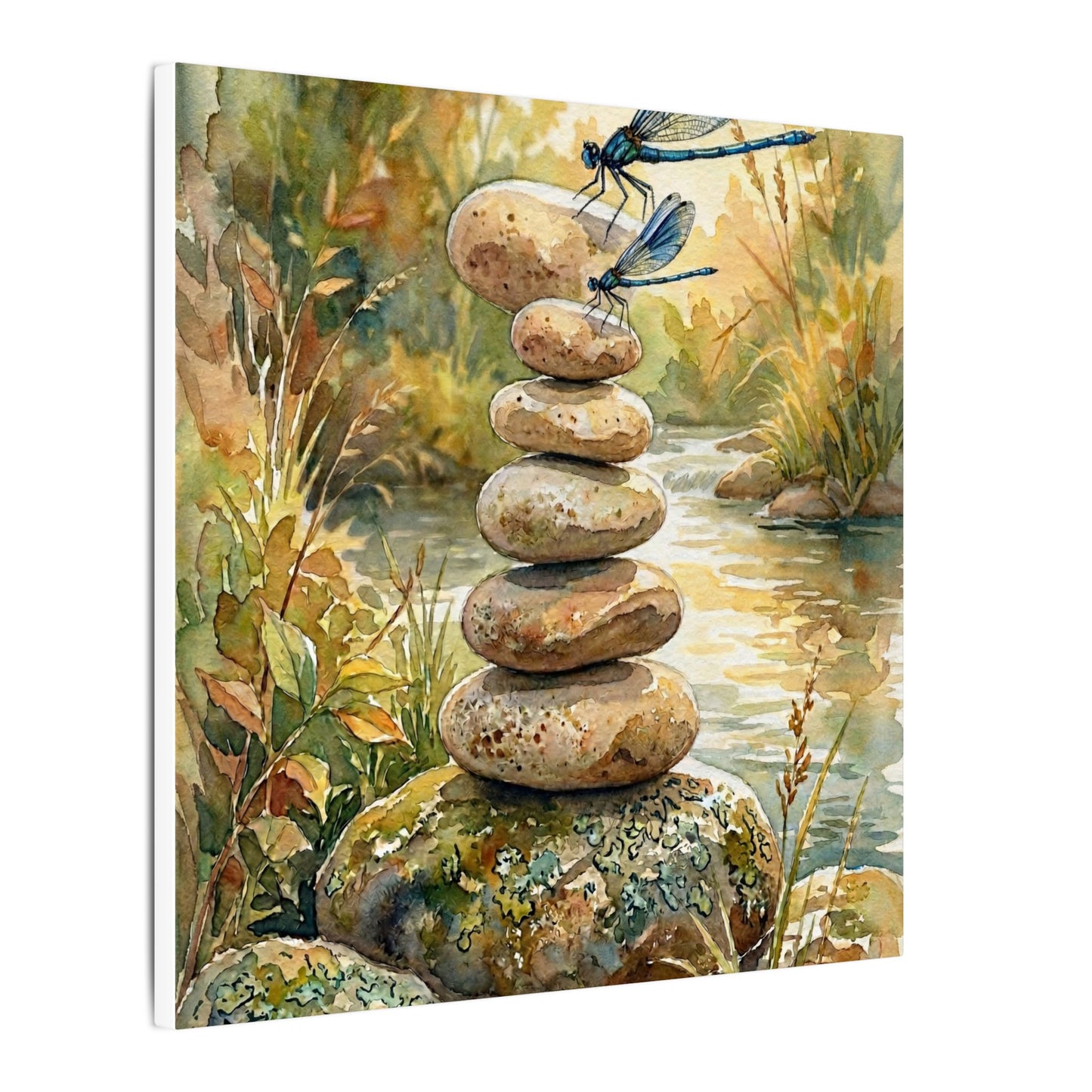 River Stones Summer Canvas Art | Japandi Cozy Design
