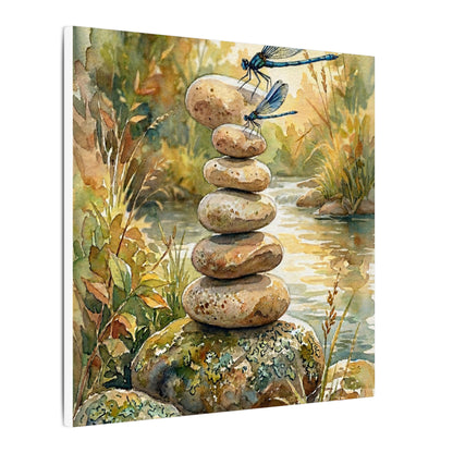 River Stones Summer Canvas Art | Japandi Cozy Design