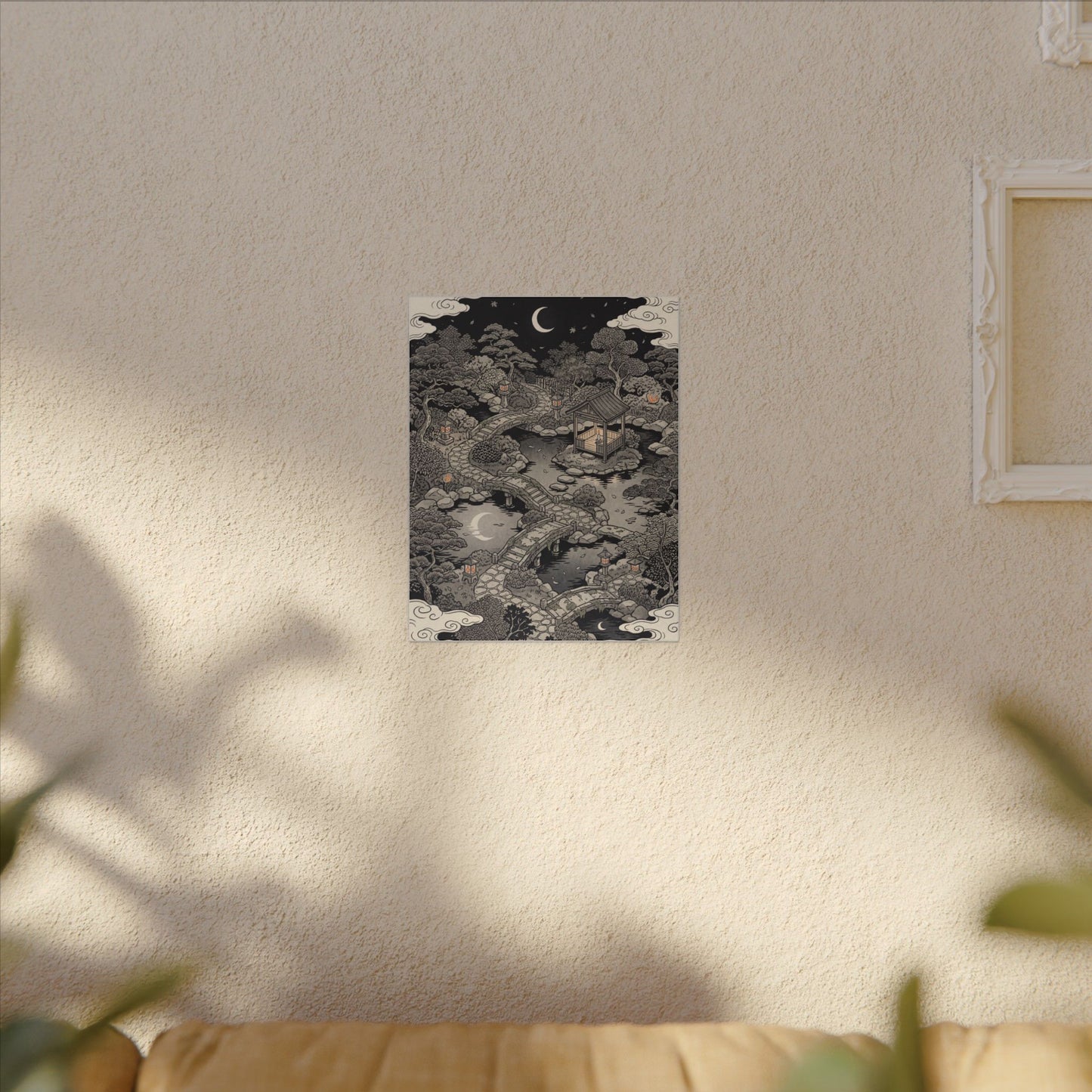 Moonlit Garden Ukiyo E Inspired Canvas Art | Serene Zen Art