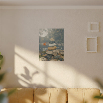 Warm River Stones Canvas Art - Japanese Pattern Japandi