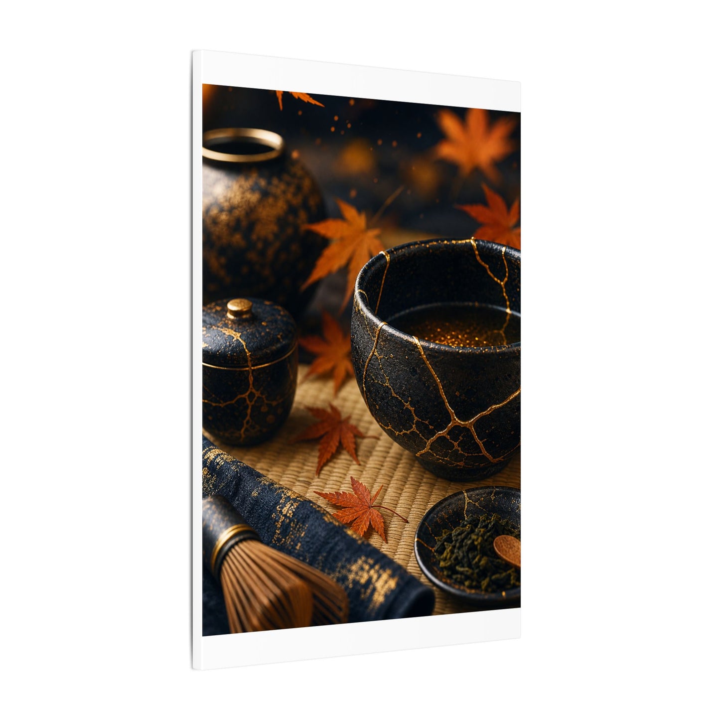 Seijaku Tea Ceremony Canvas Art - Kintsugi Gold Repair