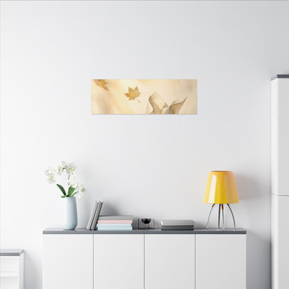 Japandi Paper Fold in Golden Hour | Watercolor Canvas Art