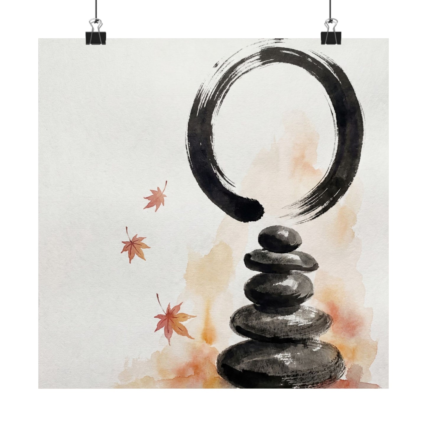Tranquil River Stones Wall Art Print - Enso Zen Art Print