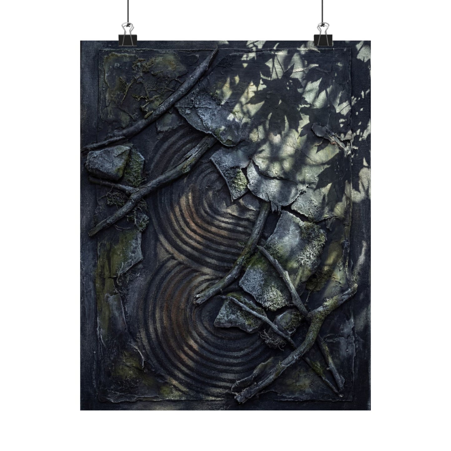 Winter Rock Garden Dark Texture Wall Art Print | Moody Decor Art Print