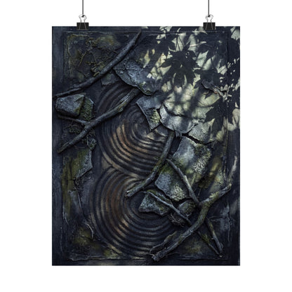 Winter Rock Garden Dark Texture Wall Art Print | Moody Decor Art Print