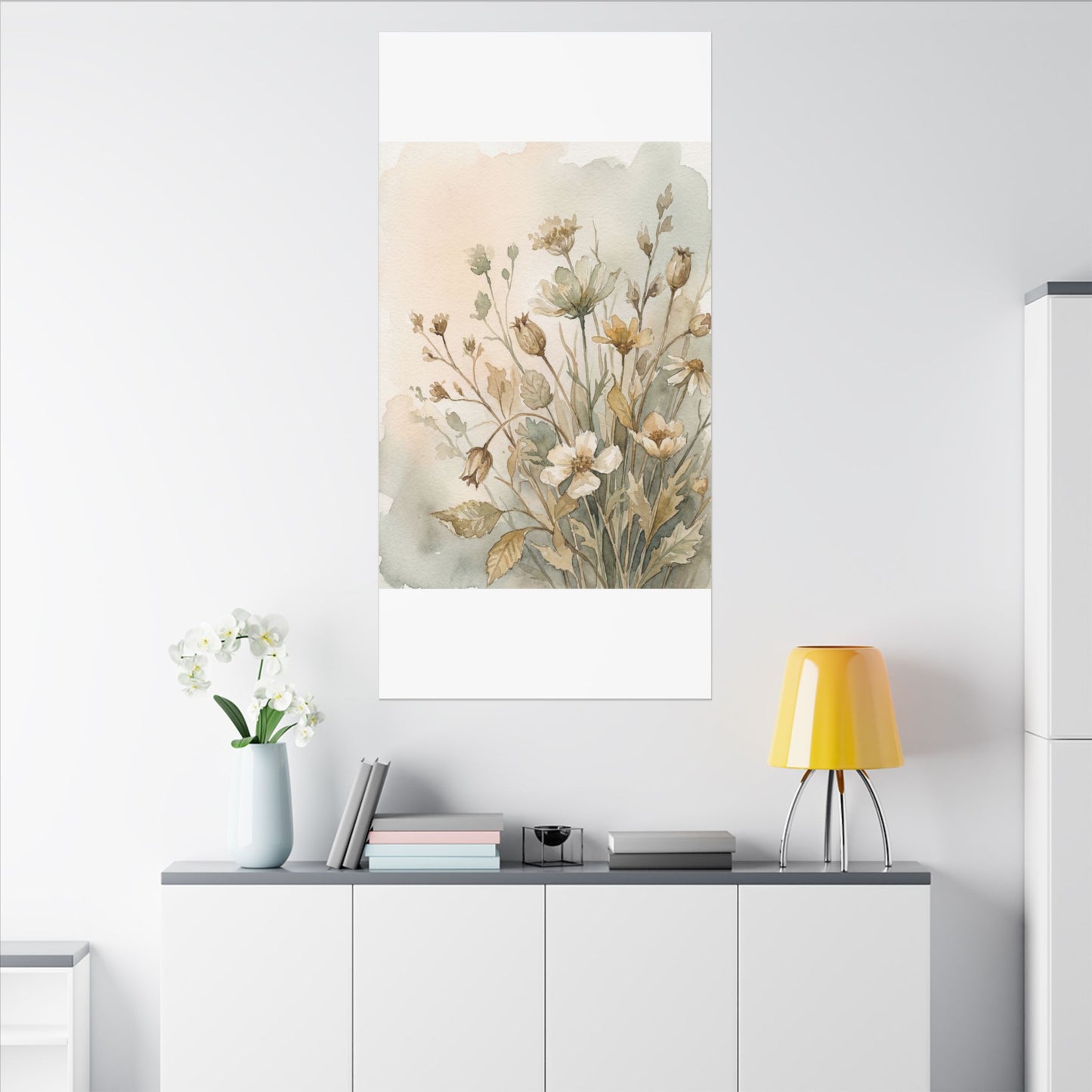Summer Dried Flowers Watercolor Canvas Art | Elegant Decor