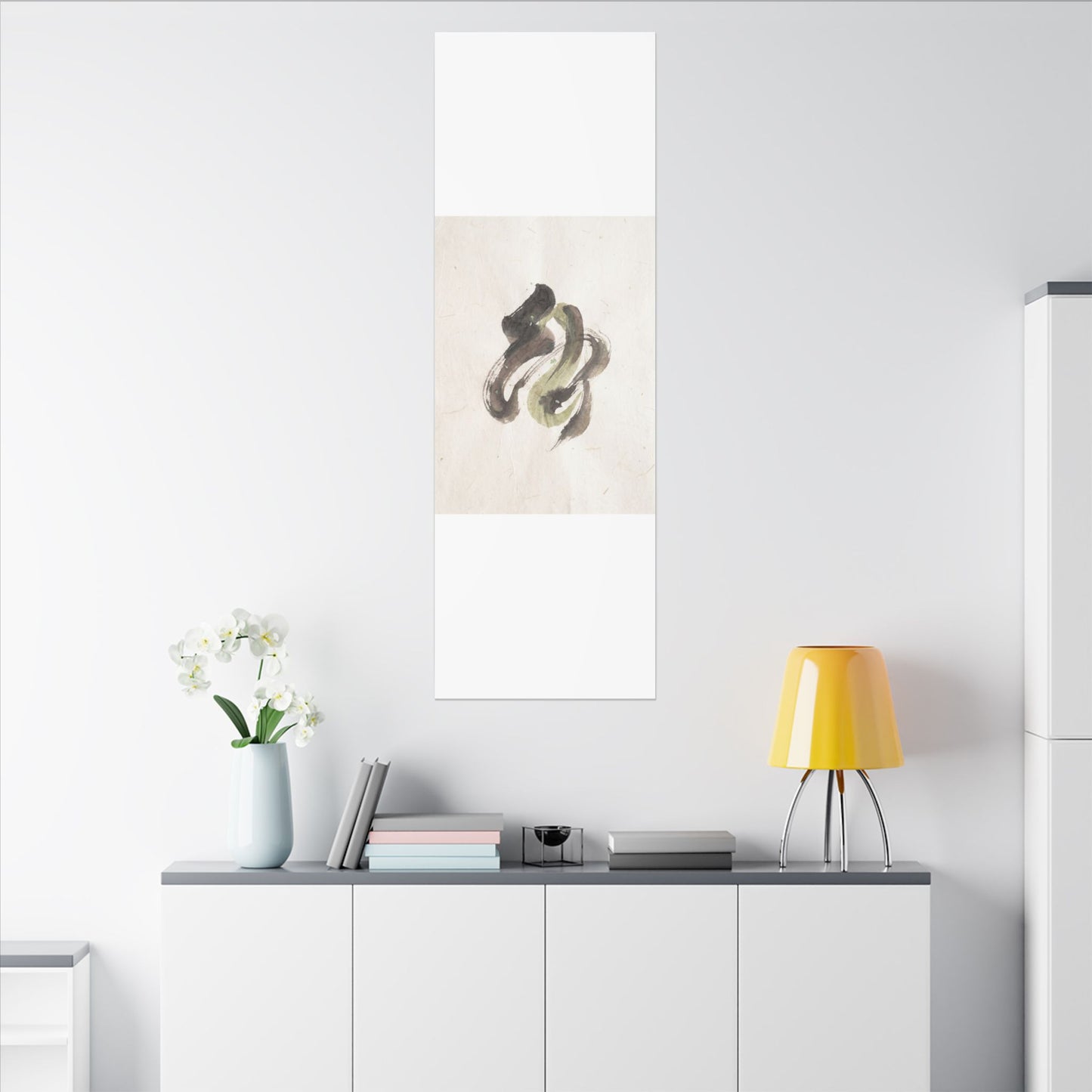 Ink Brushstroke Canvas Art | Spring Japandi Japanese Pattern Art