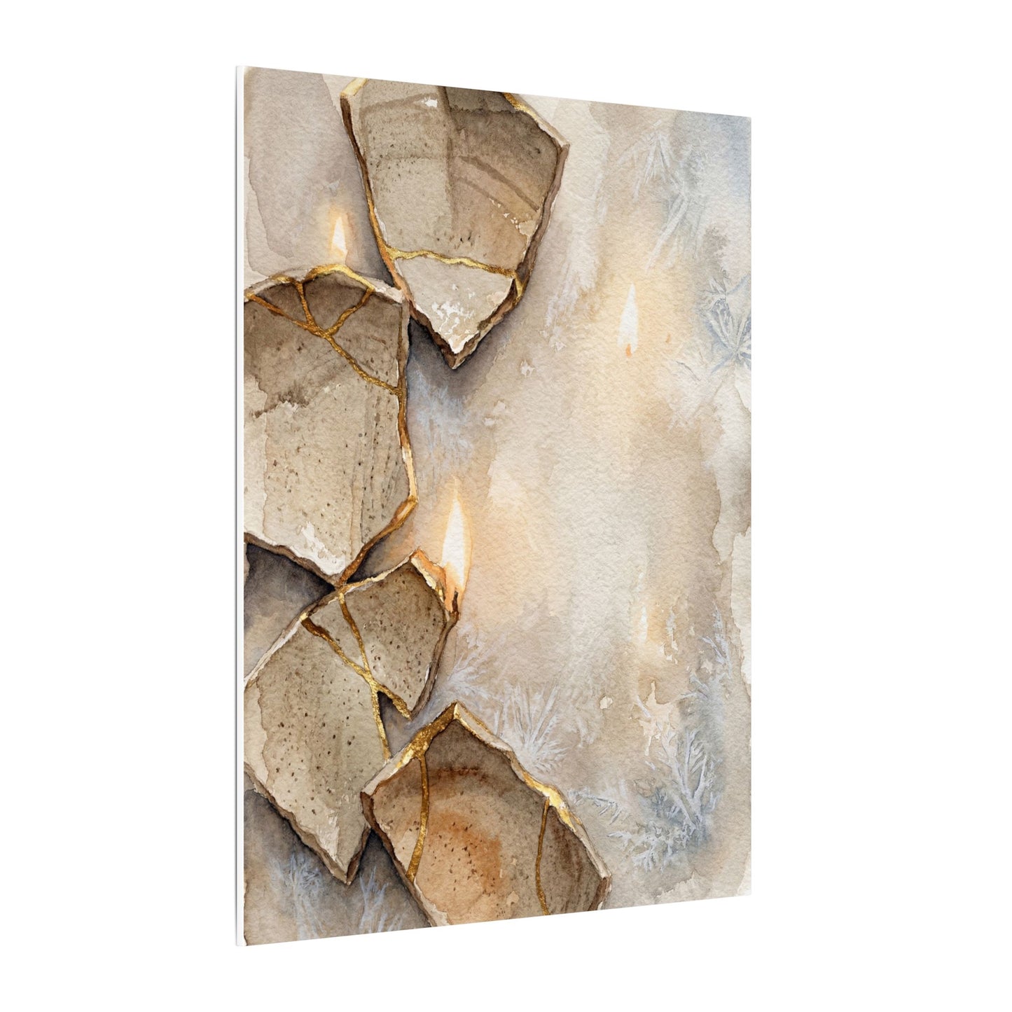 Broken Pottery Winter Canvas Art | Japandi Warm Design