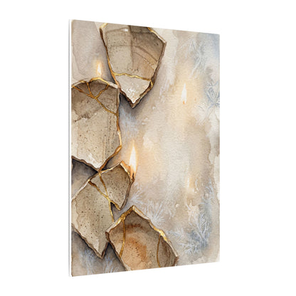 Broken Pottery Winter Canvas Art | Japandi Warm Design