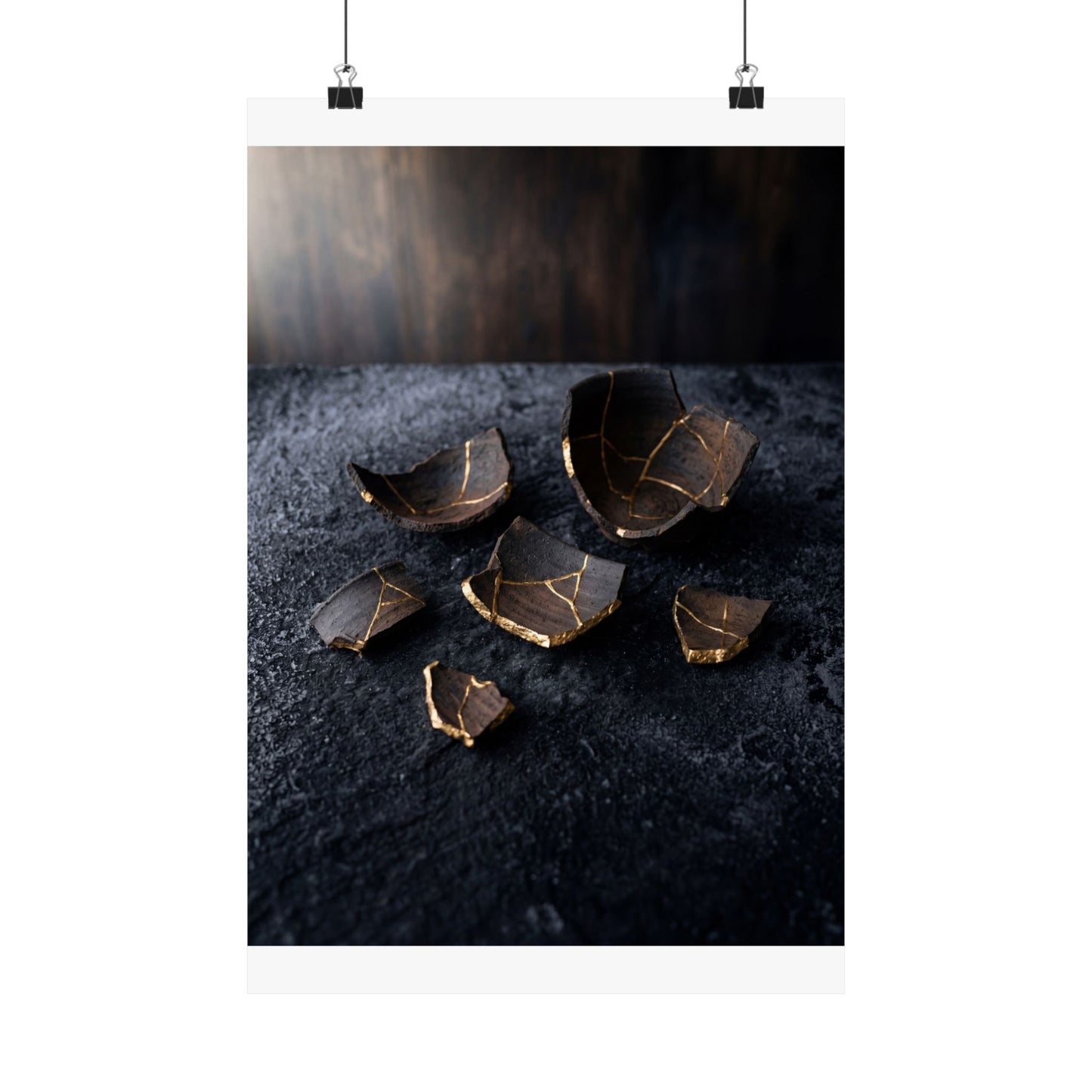 Dawn Broken Pottery Wall Art Print - Dark Japandi Kanso