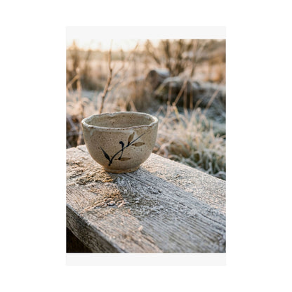 Japandi Ceramic Bowl in Golden Hour | Japanese Pattern Wall Art Print