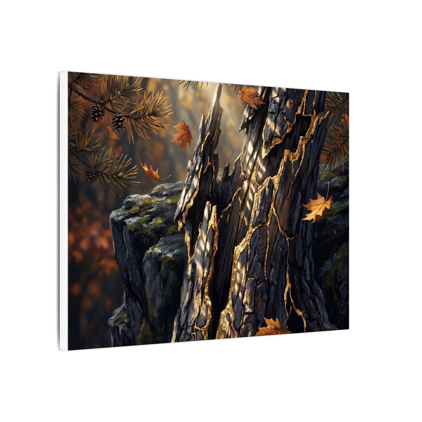 Pine Tree Autumn Canvas Art | Kintsugi Beautiful Design