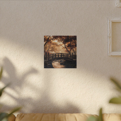 Autumn Wooden Bridge Gold Vein Canvas Art | Resilient Decor