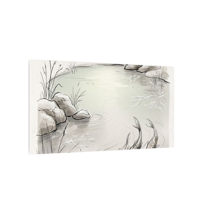 Koi Pond Minimal Line Canvas Art | Cozy Japandi Art