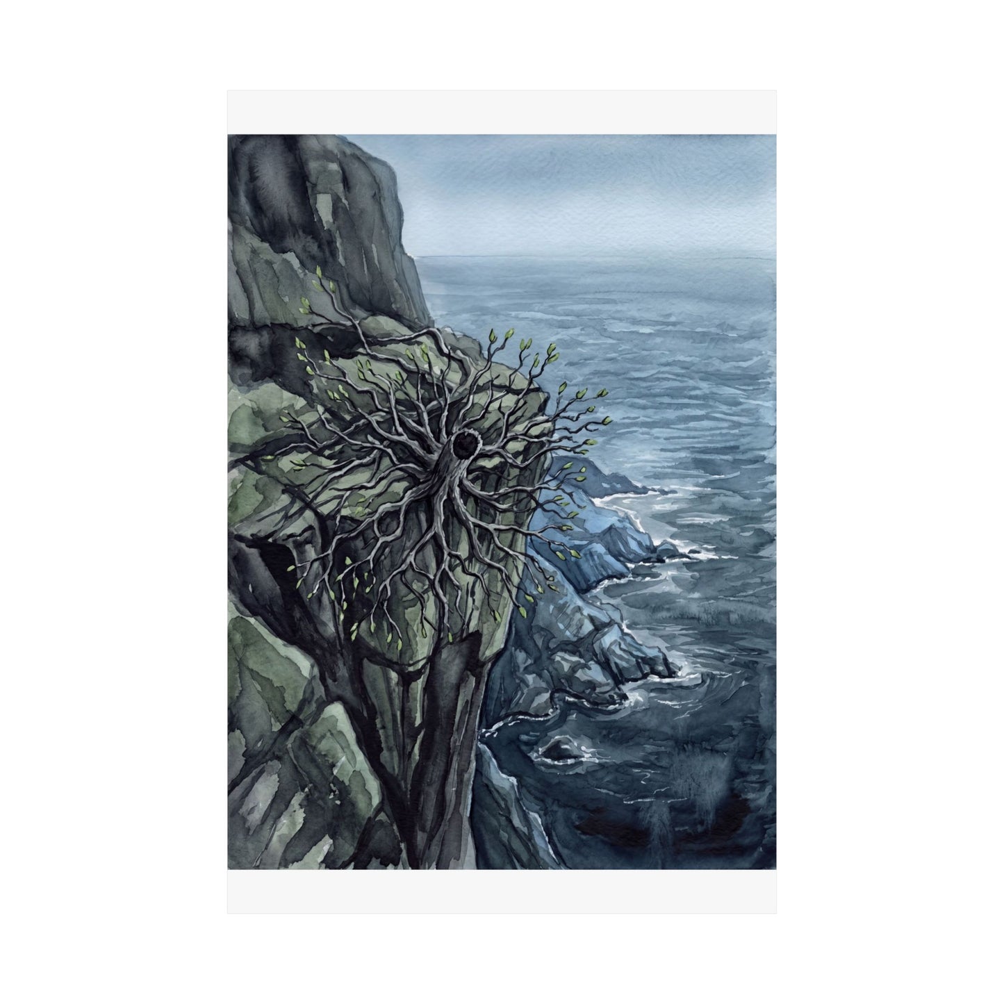Pine Tree Watercolor Wall Art Print | Elegant Japandi Art