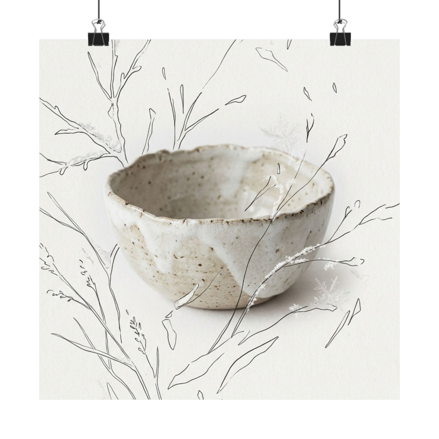 Japandi Ceramic Bowl in Overcast | Minimal Line Wall Art Print