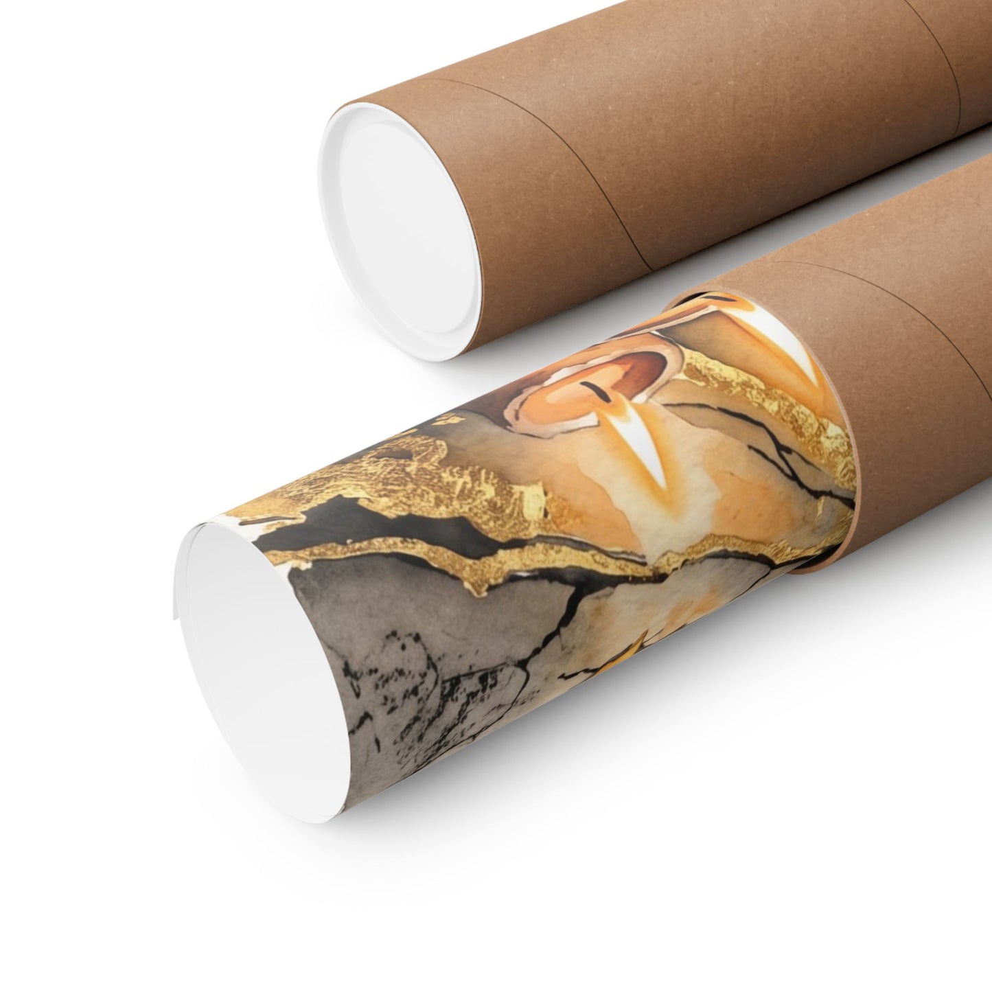Japandi Cracked Earth in Candlelight | Watercolor Wall Art Print