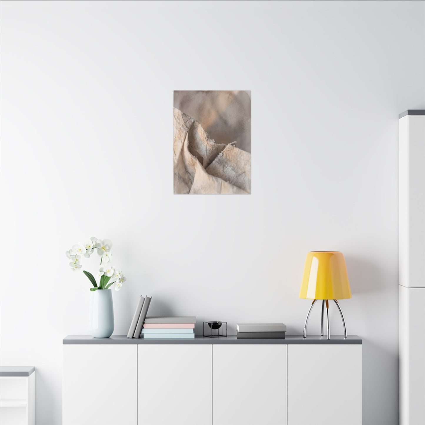 Japandi Paper Fold in Candlelight | Watercolor Canvas Art