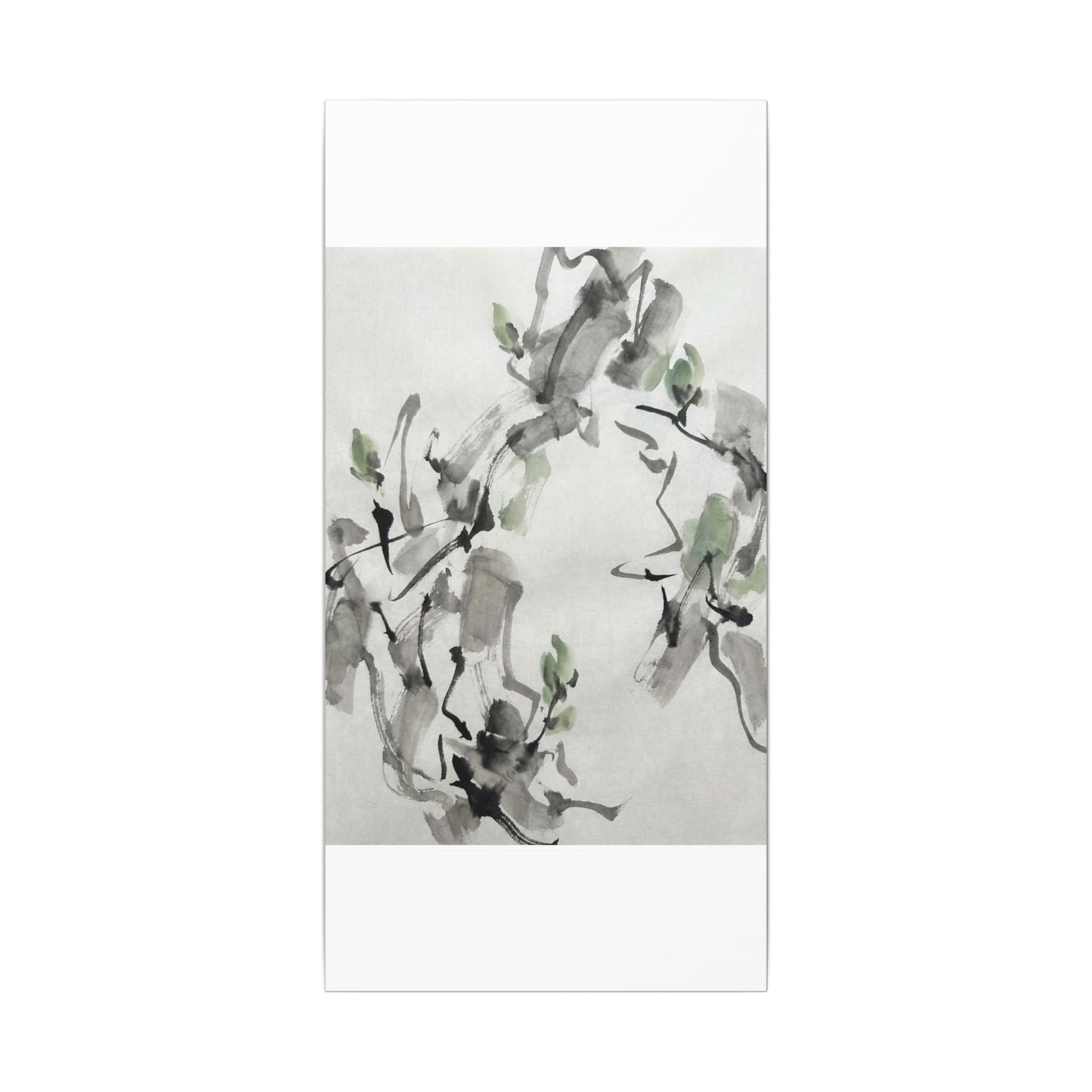 Zen Ink Brushstroke in Overcast | Sumi E Canvas Art