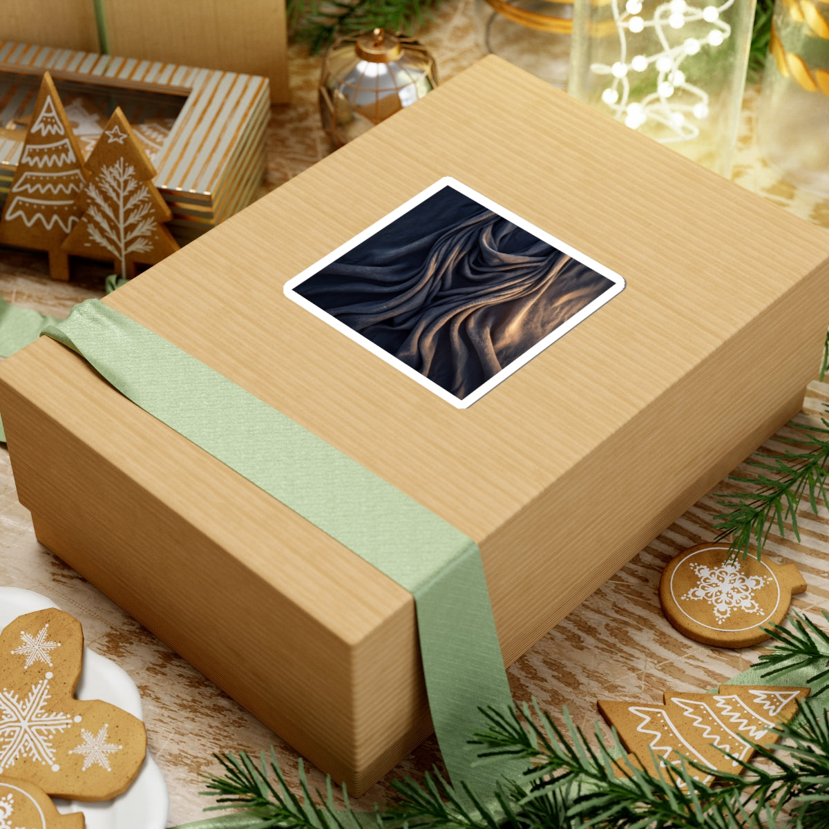 Silk Drape Winter Sticker | Dark Japandi Luxurious Design Art Print