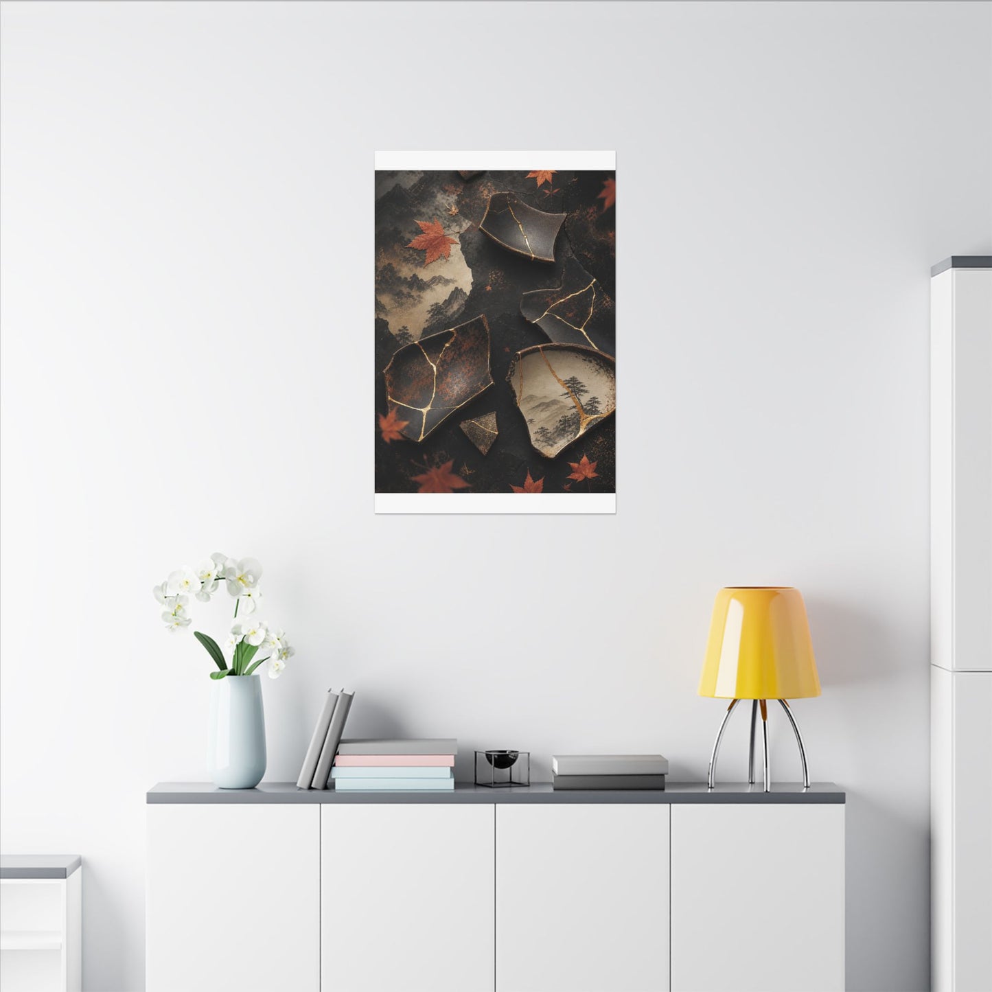 Broken Pottery Gold Vein Canvas Art | Philosophical Kintsugi Art