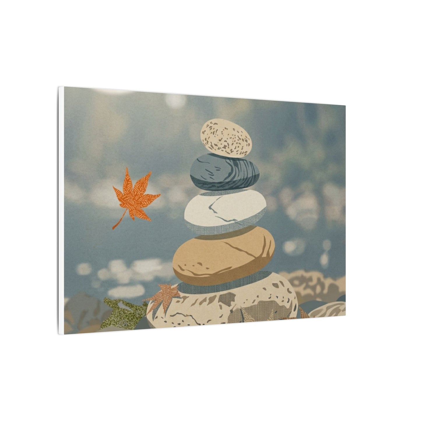 Warm River Stones Canvas Art - Japanese Pattern Japandi