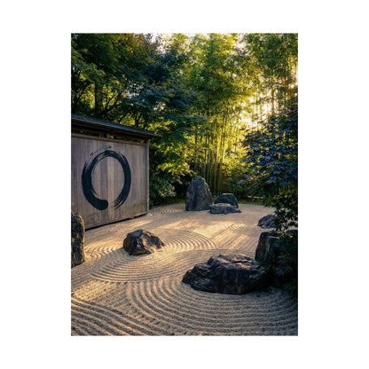 Golden Hour Rock Garden Wall Art Print - Zen Mono No Aware