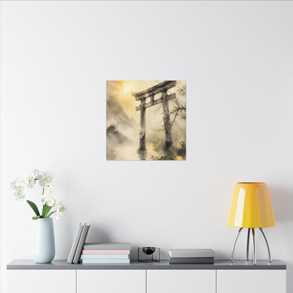 Spring Torii Gate Sumi E Canvas Art | Tranquil Decor