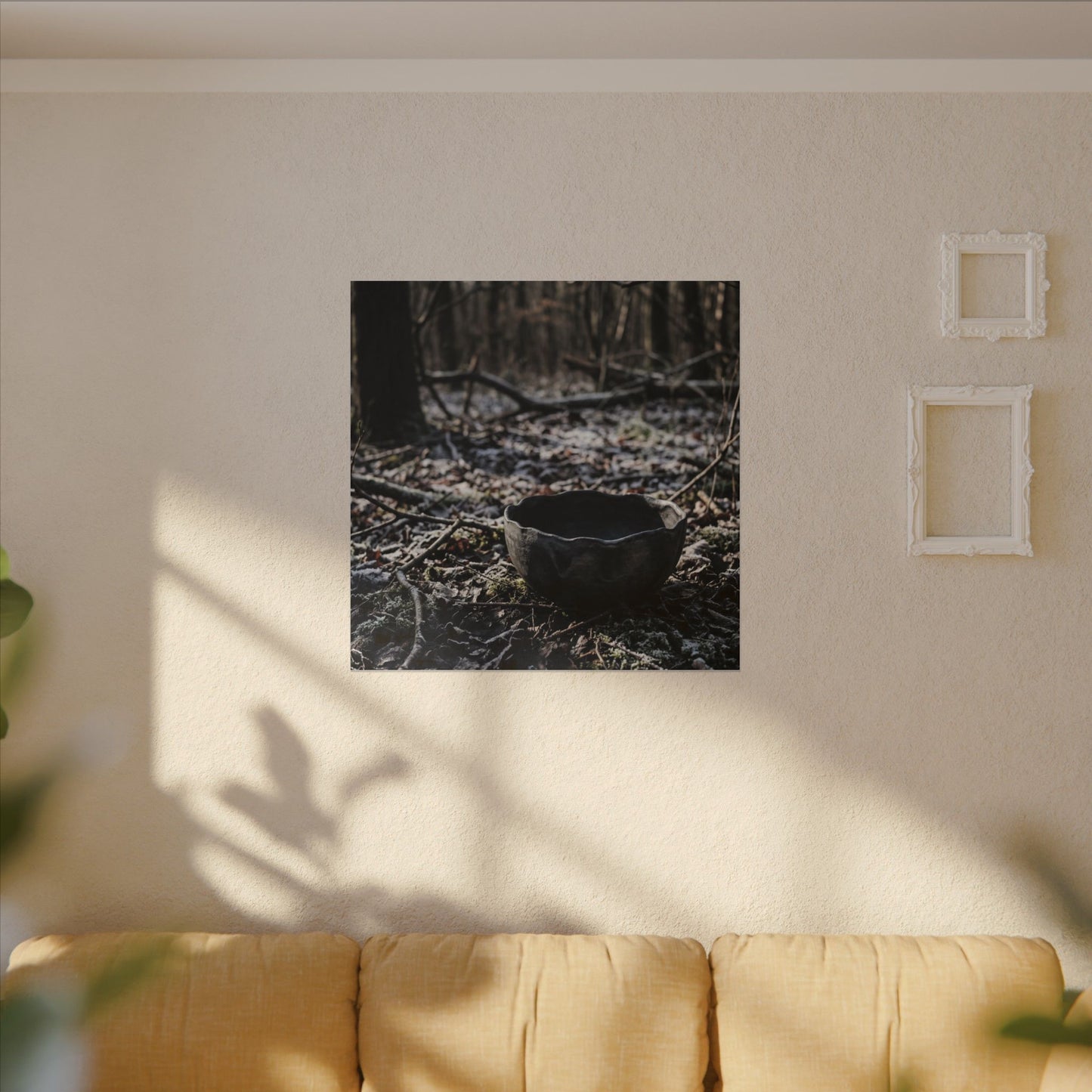 Dappled Ceramic Bowl Canvas Art - Dark Japandi Kanso