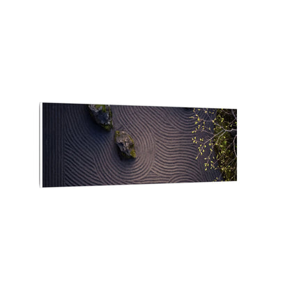 Dark Japandi Rock Garden in Dawn | Shadow Zen Canvas Art
