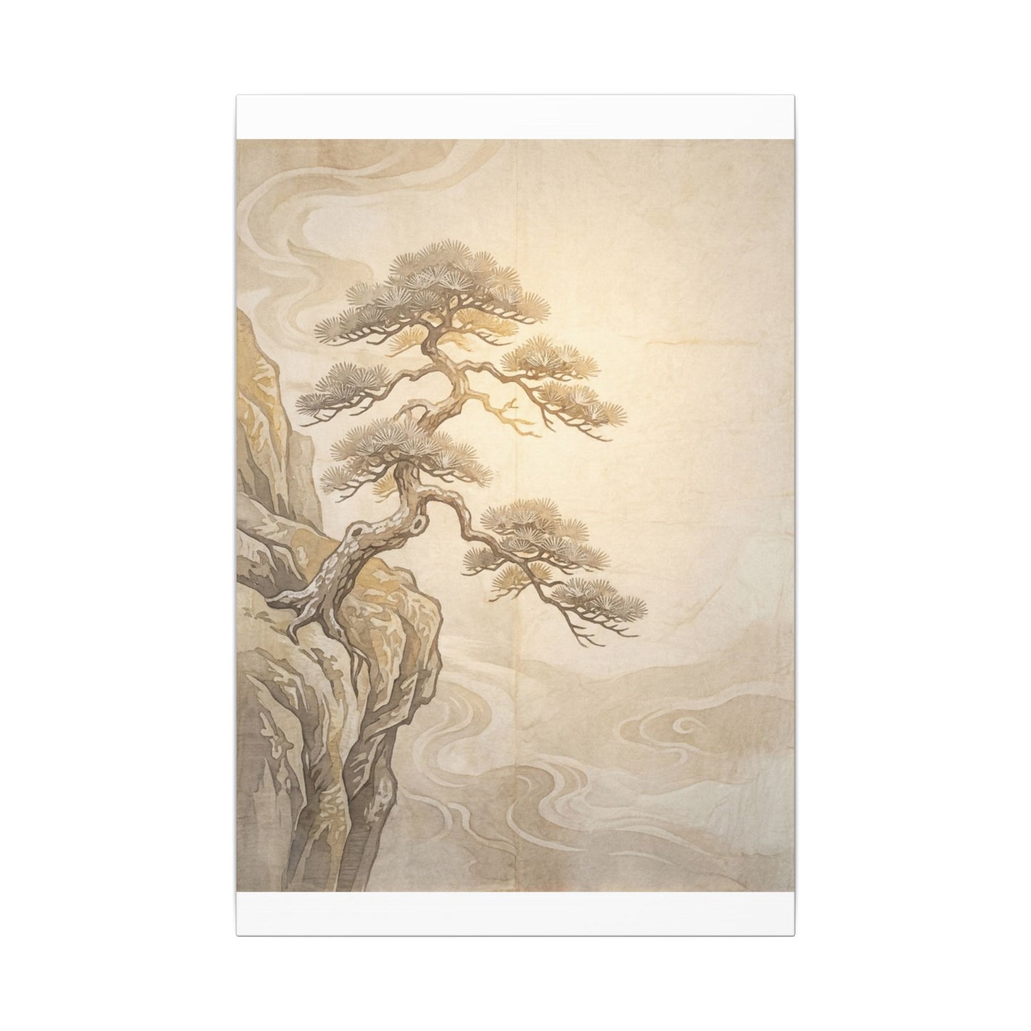Winter Pine Tree Japanese Pattern Canvas Art | Elegant Decor