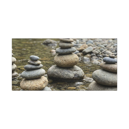Zen River Stones in Dawn | Karesansui Canvas Art