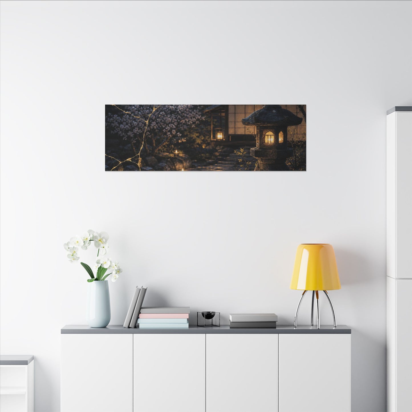 Seijaku Moonlit Garden Canvas Art - Kintsugi Gold Vein