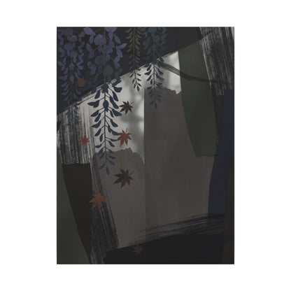 Wisteria Autumn Canvas Art | Dark Japandi Moody Design