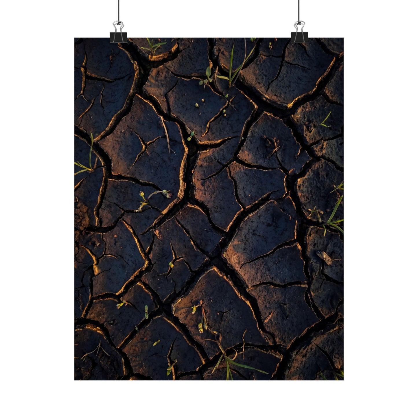 Cracked Earth Moody Minimal Wall Art Print | Sophisticated Dark Japandi Art Art Print