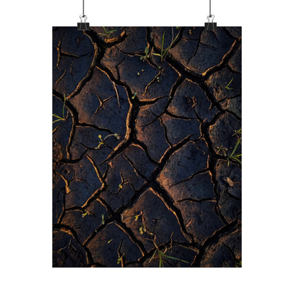 Cracked Earth Moody Minimal Wall Art Print | Sophisticated Dark Japandi Art Art Print