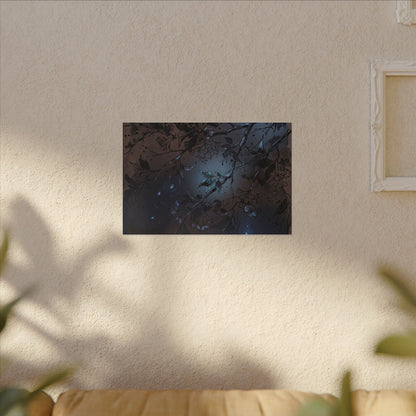 Bold Cherry Blossom Canvas Art - Charcoal Ink Dark Japandi
