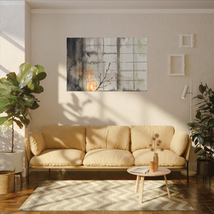 Shoji Screen Canvas Art | Spring Japandi Watercolor Art