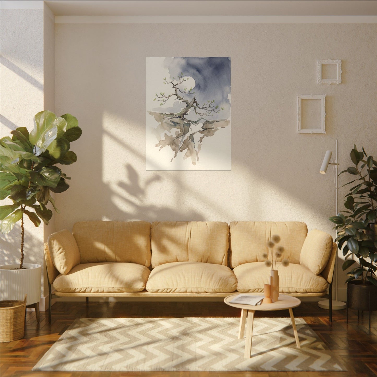 Moonlight Pine Tree Canvas Art - Japandi Ma