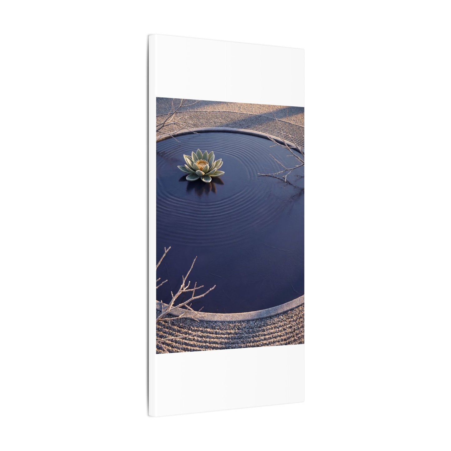 Lotus Flower Canvas Art | Winter Zen Karesansui Art