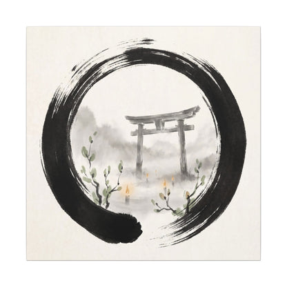Spring Torii Gate Enso Canvas Art | Tranquil Decor