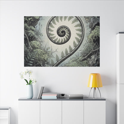 Zen Fern Unfurling in Dawn | Ukiyo E Inspired Canvas Art