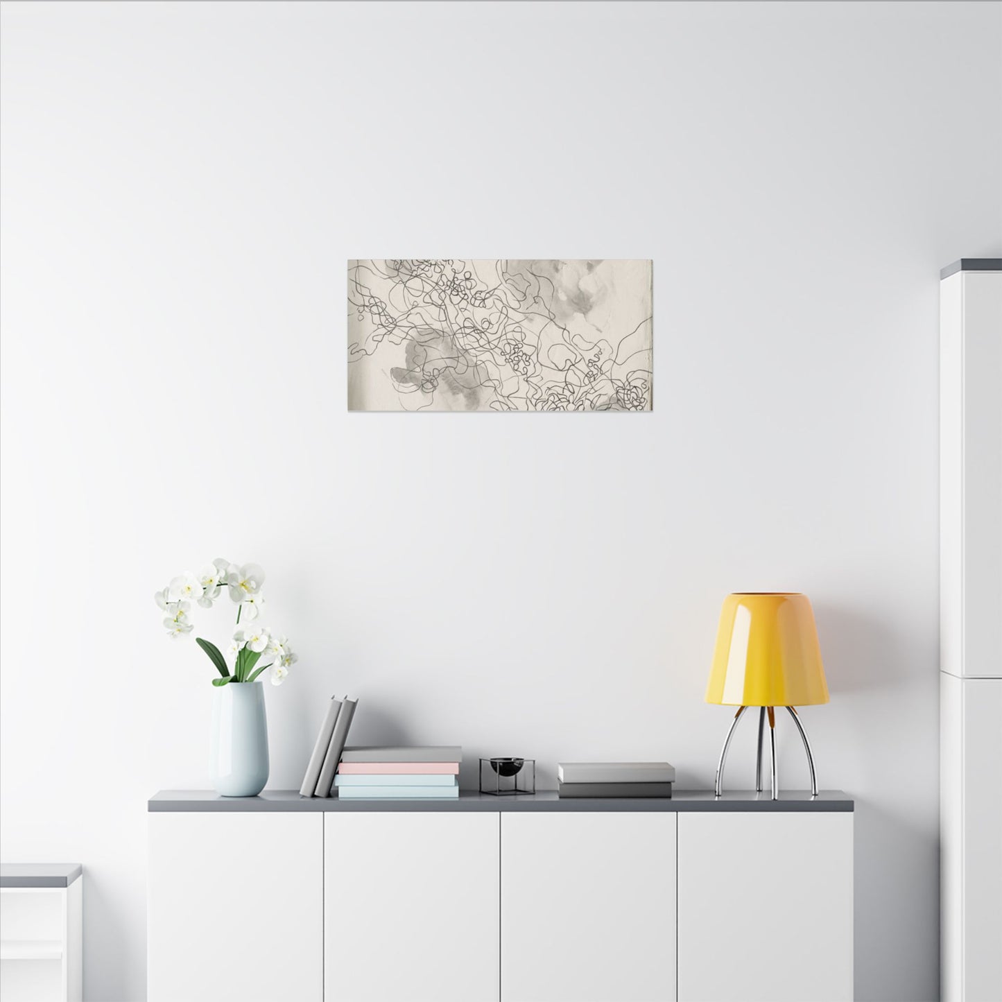 Summer Shadow Play Minimal Line Canvas Art | Earthy Decor