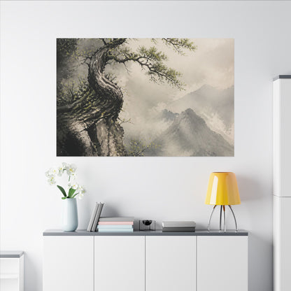 Spring Pine Tree Watercolor Canvas Art | Warm Decor