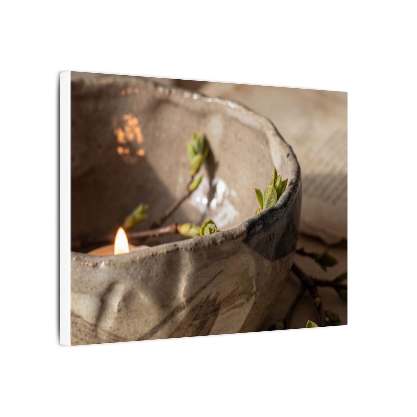 Candlelight Ceramic Bowl Canvas Art - Japandi Ma