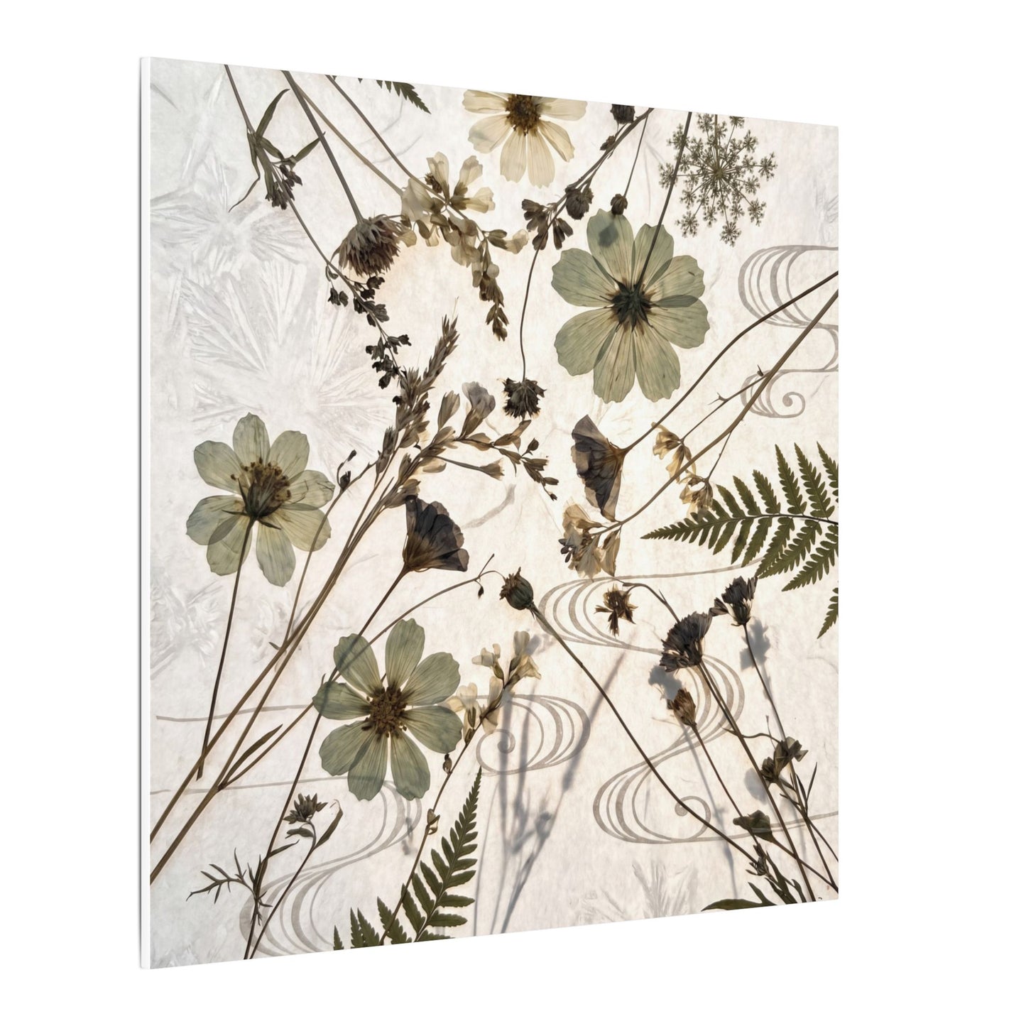 Japandi Dried Flowers in Golden Hour | Japanese Pattern Canvas Art
